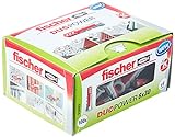 fischer DUOPOWER 6 x 30, caja redonda con 100 tacos fischer universales, de alto rendimiento de 2 componentes, de plástico para fijación en hormigón, ladrillo, piedra, cartón yeso y más