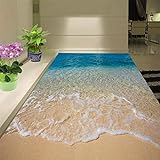 Fondo de pantalla 3D Pegatinas de suelo 3D playa agua de mar sala de estar dormitorio baño piso mural autoadhesivo papel pintado de vinilo papel pintado-200cmx140cm