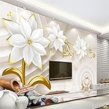 Papel pintado mural adhesivo de pared Fondo de pantalla personalizado Sala de estar Dormitorio Mural HD 3d Joyería de oro de lujo Alivio de flores TV Fondo de pared Fondo de pantalla 3d