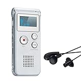 Covvy Grabadora de Voz Dictáfono LCD USB Grabadora de Voz Digital Profesional Portátil Reproductor MP3 de Larga Duración Batería Recargable-8GB (Plata)